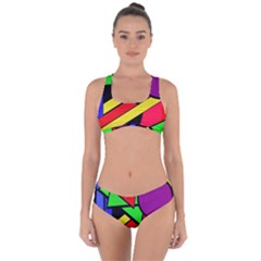 Background Color Art Pattern Form Criss Cross Bikini Set by Pakrebo