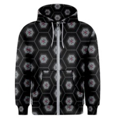 Geometric Pattern - Black Men s Zipper Hoodie by WensdaiAmbrose