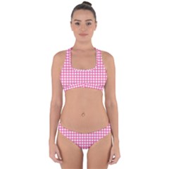 Pink Gingham Cross Back Hipster Bikini Set by retrotoomoderndesigns