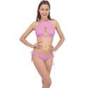 Pink Gingham Cross Front Halter Bikini Set View1