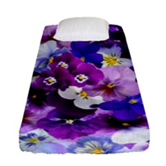 Pretty Purple Pansies Fitted Sheet (single Size) by retrotoomoderndesigns