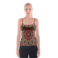 Mandala - Red & Teal  Spaghetti Strap Top by WensdaiAmbrose