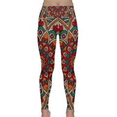 Mandala - Red & Teal  Lightweight Velour Classic Yoga Leggings by WensdaiAmbrose