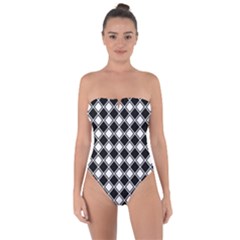 Square Diagonal Pattern Tie Back One Piece Swimsuit by Mariart