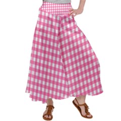 Pink Gingham Satin Palazzo Pants by retrotoomoderndesigns