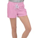 Pink Gingham Women s Velour Lounge Shorts View1