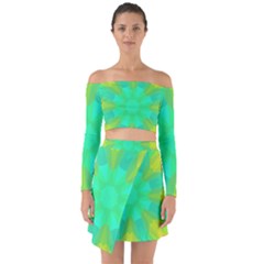 Kaleidoscope Background Off Shoulder Top With Skirt Set by Mariart