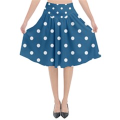 Polka Dot - Turquoise  Flared Midi Skirt by WensdaiAmbrose