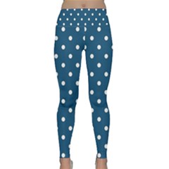 Polka Dot - Turquoise  Lightweight Velour Classic Yoga Leggings by WensdaiAmbrose