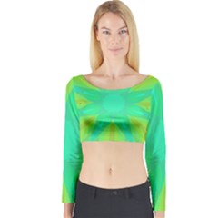 Kaleidoscope Background Green Long Sleeve Crop Top by Mariart