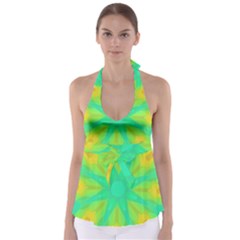 Kaleidoscope Background Green Babydoll Tankini Top by Mariart