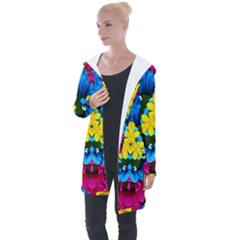 Flowers Kaleidoscope Mandala Longline Hooded Cardigan by Mariart