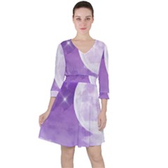 Purple Sky Star Moon Clouds Ruffle Dress by Mariart