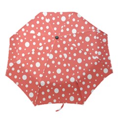 Polka Dot On Living Coral Folding Umbrellas by LoolyElzayat