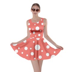 Polka Dot On Living Coral Skater Dress by LoolyElzayat