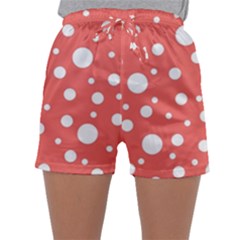 Polka Dot On Living Coral Sleepwear Shorts by LoolyElzayat