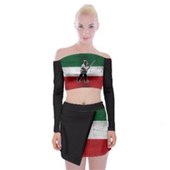 Flag Patriote Quebec Patriot Red Green White Grunge Vieux Patriot Henri Julien Off Shoulder Top With Mini Skirt Set by Quebec