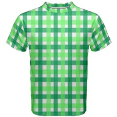 Sweet Pea Green Gingham Men s Cotton Tee by WensdaiAmbrose