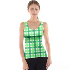 Sweet Pea Green Gingham Tank Top by WensdaiAmbrose