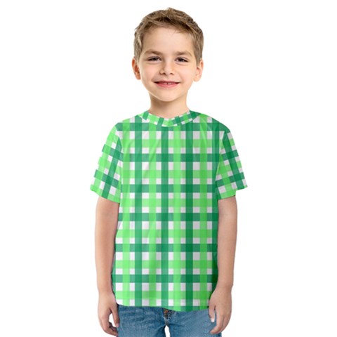 Sweet Pea Green Gingham Kids  Sport Mesh Tee by WensdaiAmbrose