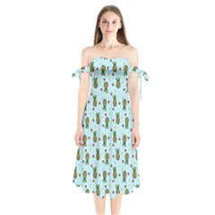 Pineapple Watermelon Fruit Lime Shoulder Tie Bardot Midi Dress by Mariart