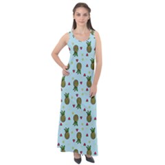 Pineapple Watermelon Fruit Lime Sleeveless Velour Maxi Dress by Mariart