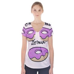 Donuts Sweet Food Short Sleeve Front Detail Top by Mariart