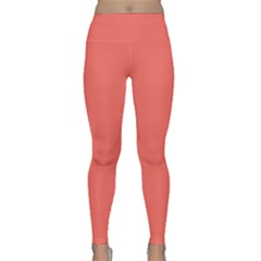 Living Coral Lightweight Velour Classic Yoga Leggings by DressitUP