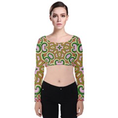 Fractal Art Pictures Digital Art Velvet Long Sleeve Crop Top by Pakrebo