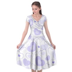 Pastel Purple Hearts Cap Sleeve Wrap Front Dress by retrotoomoderndesigns