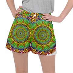 Tile Background Image Graphic Fractal Mandala Stretch Ripstop Shorts by Pakrebo