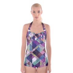 Geometric Sense Boyleg Halter Swimsuit  by WensdaiAmbrose