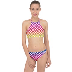 Rainbow Polka Dots Racer Front Bikini Set by retrotoomoderndesigns