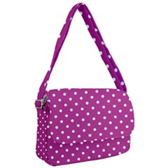 Fuschia Polka Dot Courier Bag by retrotoomoderndesigns