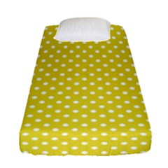 Yellow Polka Dot Fitted Sheet (single Size) by retrotoomoderndesigns