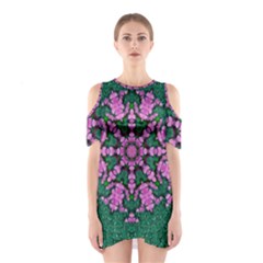 The Most Uniqe Flower Star In Ornate Glitter Shoulder Cutout One Piece Dress by pepitasart