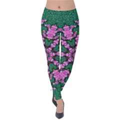 The Most Uniqe Flower Star In Ornate Glitter Velvet Leggings by pepitasart