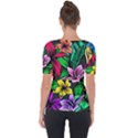 Neon Hibiscus Shoulder Cut Out Short Sleeve Top View2