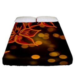 Flowers Background Bokeh Leaf Fitted Sheet (queen Size) by Mariart