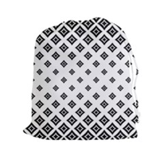 Black And White Tribal Drawstring Pouch (xxl) by retrotoomoderndesigns