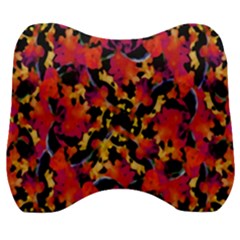 Red Floral Collage Print Design 2 Velour Head Support Cushion by dflcprintsclothing