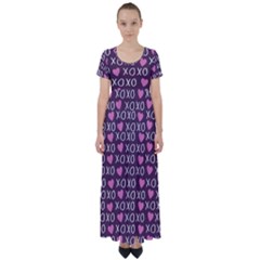 Xo Valentines Day Pattern High Waist Short Sleeve Maxi Dress by Valentinaart