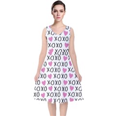 Xo Valentines Day Pattern V-neck Midi Sleeveless Dress  by Valentinaart