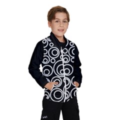 Abstract White On Black Circles Design Windbreaker (kids) by LoolyElzayat