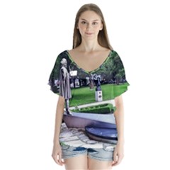 Shakespeare Garden Stratford V-neck Flutter Sleeve Top by Riverwoman