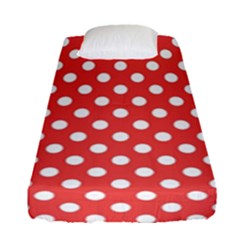 Red White Polka Dots Fitted Sheet (single Size) by retrotoomoderndesigns