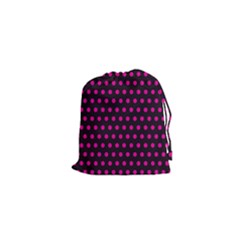 Pink Black Polka Dots Drawstring Pouch (xs) by retrotoomoderndesigns