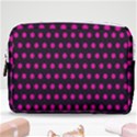 Pink Black Polka Dots Make Up Pouch (Medium) View1