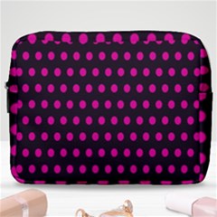 Pink Black Polka Dots Make Up Pouch (large) by retrotoomoderndesigns