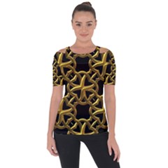 Gold Black Starfish Shoulder Cut Out Short Sleeve Top by retrotoomoderndesigns